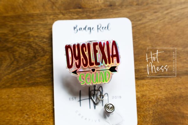 Dyslexia Squad Badge Reel, ID Holder, Interchangeable Badge Reel, Teacher Gift, dyslexia awareness