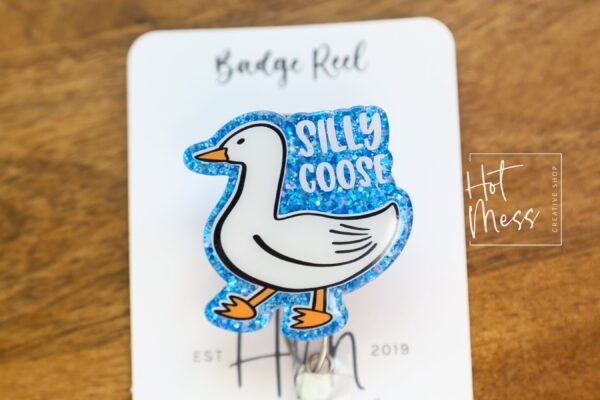 il_fullxfull.5995673138_d1kl Silly Goose badge reel, Interchangeable Badge Reel, Cute badge Reel, Teacher ID Holder, animal badge reel, Badge Holder, Stocking Stuffer