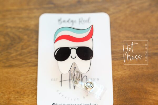 il_fullxfull.6001691524_jsmq Dental Badge Reel, Cool tooth no glitter pin, Dentist Badge Reel, Retractable Badge Reel, Interchangeable Badge Reel, dental assistant