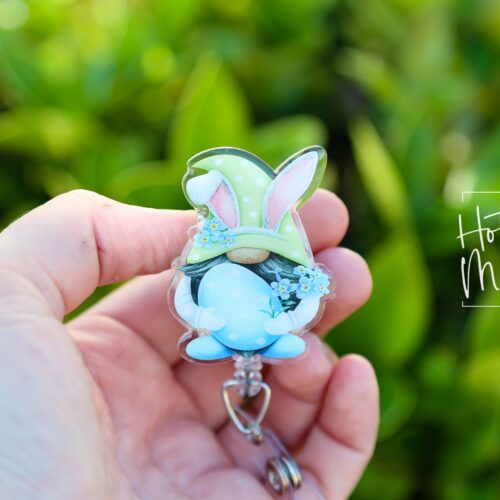 Easter badge reel, Easter Gnome badge reel, Custom Badge Reel, Retractable ID Holder, Interchangeable, Glitter Badge Reel