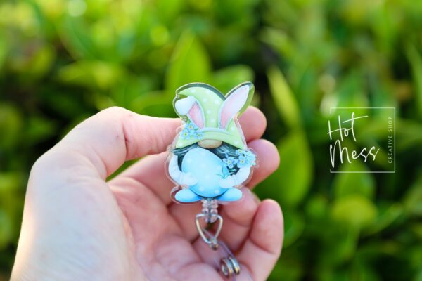 il_fullxfull.6001694650_l4n3 Easter badge reel, Easter Gnome badge reel, Custom Badge Reel, Retractable ID Holder, Interchangeable, Glitter Badge Reel