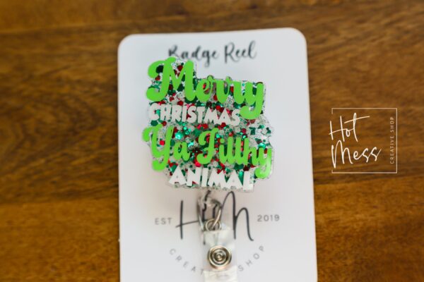 Merry Christmas ya filthy animal Badge Reel, Christmas Badge Reel, Teacher Badge Reel, Retractable ID Holder, Interchangeable