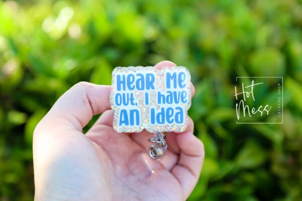 il_fullxfull.6001725906_c6yp Hear me out, I have an idea Funny Badge Reel, RN ID Holder, Retractable Acrylic Badge Reel, Office ID Holder