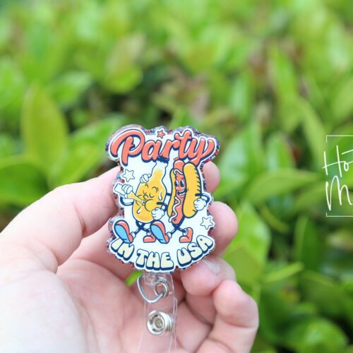 4th of July Badge Reel, Party in the USA, Retractable Badge Reel, Teacher ID Holder, Nurse Badge Reel, Summer Lanyard