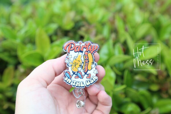 4th of July Badge Reel, Party in the USA, Retractable Badge Reel, Teacher ID Holder, Nurse Badge Reel, Summer Lanyard