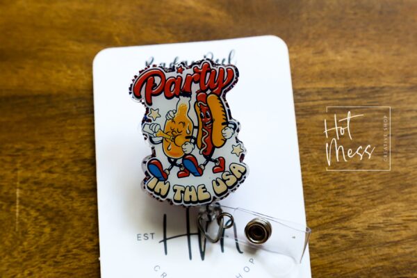 4th of July Badge Reel, Party in the USA, Retractable Badge Reel, Teacher ID Holder, Nurse Badge Reel, Summer Lanyard