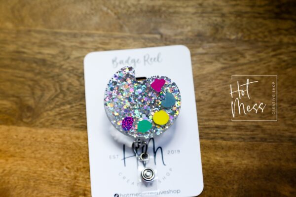 Art Teacher Badge Reel, Artist Pallet ID Holder, Daycare ID Holder, Interchangeable Badge Reel, Teacher Gift