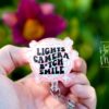 Lights Camera B*tch Smile Disco Ball Funny Badge reel, RN ID Holder, Retractable Acrylic Badge Reel, Nurse Gift, Night Shift