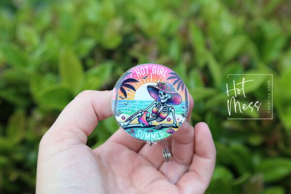 Hot Girl Summer Badge Reel, ID holder, Retractable Badge Reel, Teacher ID Holder, Nurse Badge Reel, Glitter Badge Reel, Interchangeable
