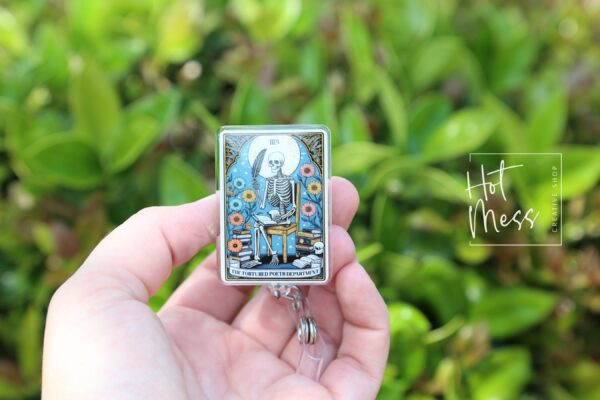 Poets Tarot Card, Funny Badge reel, RN ID Holder, Retractable Acrylic Badge Reel, Nurse Gift, Night Shift
