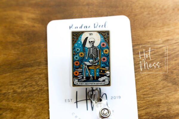 Poets Tarot Card, Funny Badge reel, RN ID Holder, Retractable Acrylic Badge Reel, Nurse Gift, Night Shift
