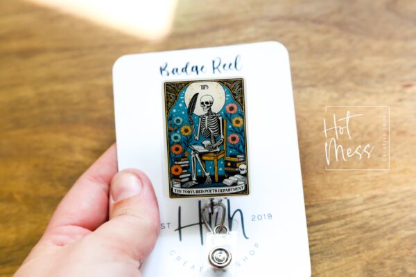 Poets Tarot Card, Funny Badge reel, RN ID Holder, Retractable Acrylic Badge Reel, Nurse Gift, Night Shift