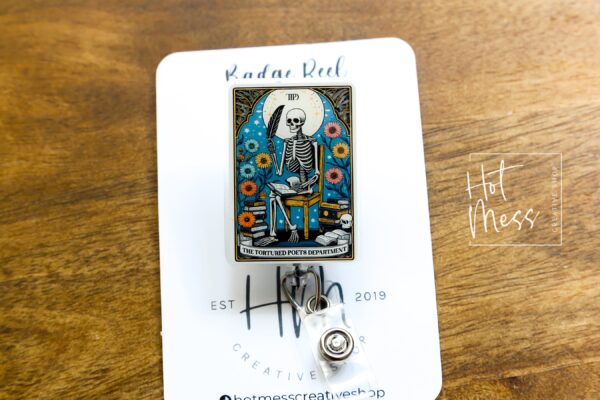 Poets Tarot Card, Funny Badge reel, RN ID Holder, Retractable Acrylic Badge Reel, Nurse Gift, Night Shift