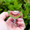 Watermelon Badge Reel, Cute Glitter Badge Reel, Retractable Badge Reel, Interchangeable Badge Reel