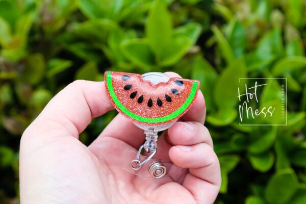 Watermelon Badge Reel, Cute Glitter Badge Reel, Retractable Badge Reel, Interchangeable Badge Reel
