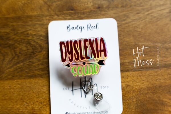 Dyslexia Squad Badge Reel, ID Holder, Interchangeable Badge Reel, Teacher Gift, dyslexia awareness