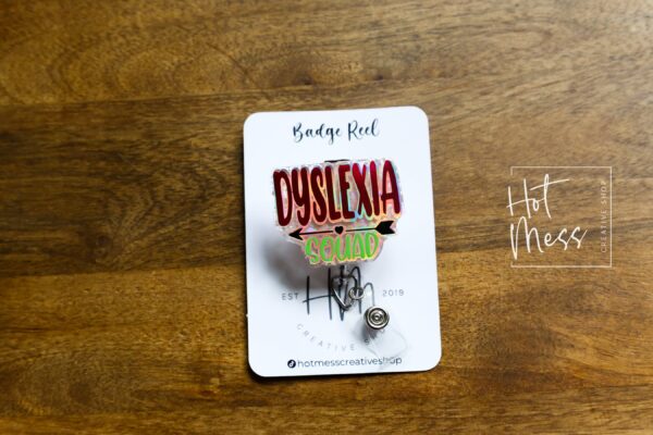 Dyslexia Squad Badge Reel, ID Holder, Interchangeable Badge Reel, Teacher Gift, dyslexia awareness