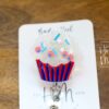 4th of July Cupcake Badge Reel, Patriotic Badge Reel,  Summer ID Holder, Interchangeable badge reel