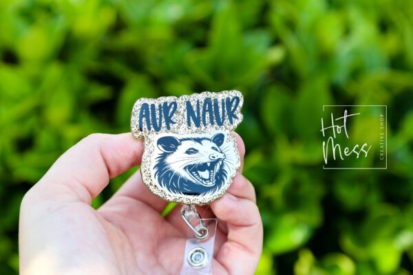 Possum Aur Naur, Funny Badge reel, RN ID Holder, Retractable Acrylic Badge Reel, Nurse Gift, Night Shift