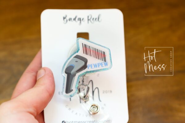 Pew Pew Reel, Lab Tech Gift, Lab Equipment, science badge reel, Retractable Badge Reel, Interchangeable Badge Holder
