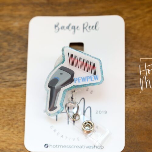 Pew Pew Reel, Lab Tech Gift, Lab Equipment, science badge reel, Retractable Badge Reel, Interchangeable Badge Holder