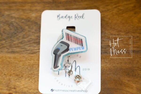 Pew Pew Reel, Lab Tech Gift, Lab Equipment, science badge reel, Retractable Badge Reel, Interchangeable Badge Holder