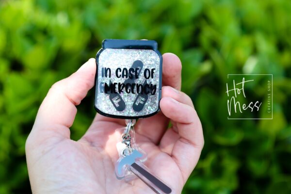 Funny Bomb Badge Reel, In Case of Emergency Retractable Badge Reel, F-bombs Shaker ID Holder Interchangeable Badge Reel, Sarcasm ID Holder