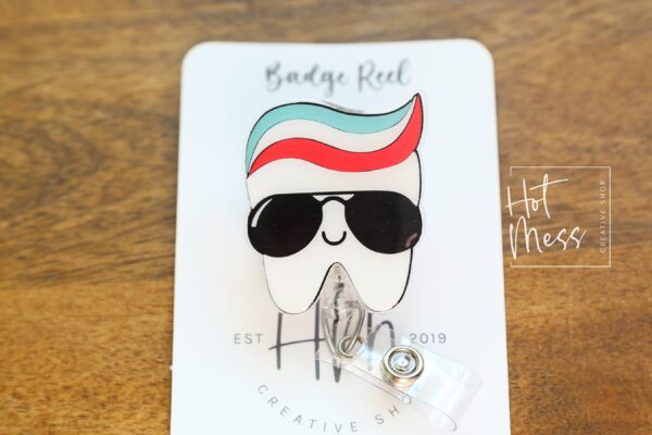 il_fullxfull.6049769691_8zla Dental Badge Reel, Cool tooth no glitter pin, Dentist Badge Reel, Retractable Badge Reel, Interchangeable Badge Reel, dental assistant