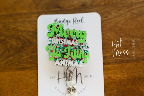 Merry Christmas ya filthy animal Badge Reel, Christmas Badge Reel, Teacher Badge Reel, Retractable ID Holder, Interchangeable