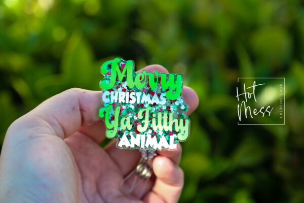Merry Christmas ya filthy animal Badge Reel, Christmas Badge Reel, Teacher Badge Reel, Retractable ID Holder, Interchangeable