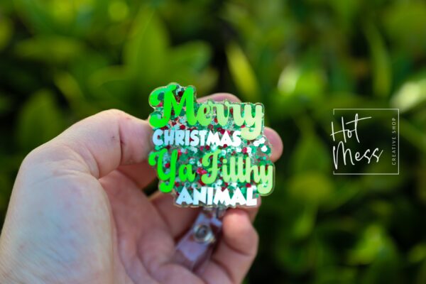 Merry Christmas ya filthy animal Badge Reel, Christmas Badge Reel, Teacher Badge Reel, Retractable ID Holder, Interchangeable