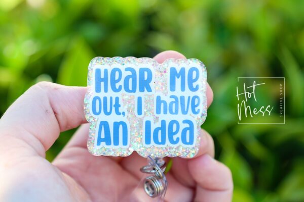 il_fullxfull.6049803851_747b Hear me out, I have an idea Funny Badge Reel, RN ID Holder, Retractable Acrylic Badge Reel, Office ID Holder