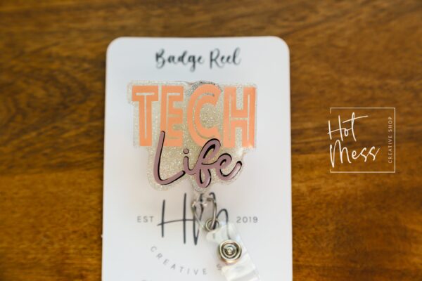 Tech Life Badge Reel, lab tech life badge ID, Retractable ID, Lanyard Badge Holder Badge Reel