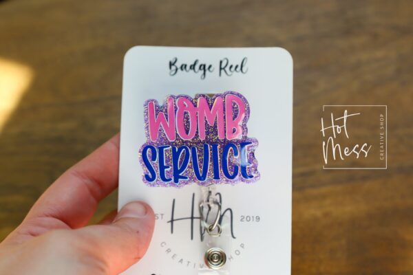 Womb Service, Nurse ID Holder, Funny Badge Reel, Midwife Badge holder, Labor and Delivery Badge Reel