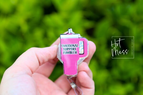 il_fullxfull.6053127622_stom Glittery Nurse ID Holder: Funny Emotional Support Tumbler Badge Reel Gift for Healthcare Workers