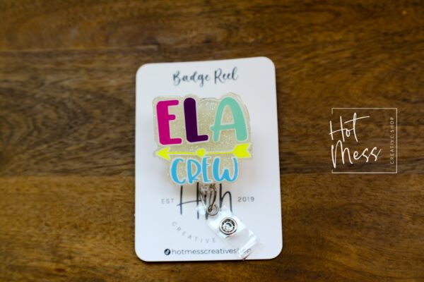 il_fullxfull.6070283550_nm07 ELA Crew Badge Reel, Teacher ID Holder, Interchangeable Badge Reel, Teacher Gift, English Teacher, Back to School