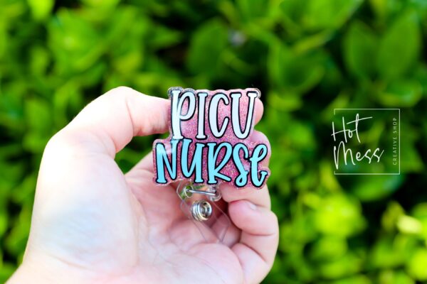 PICU Nurse Badge Reel, Nurse Badge Reel, pediatric badge reel, ID Holder, ICU Nurse, Retractable Badge