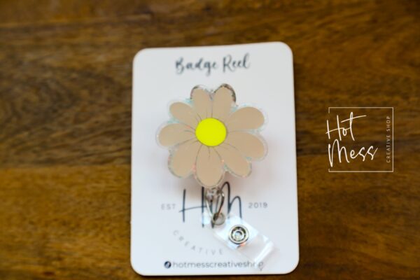 Daisy Badge reel, Funny Badge reel, RN ID Holder, Retractable Badge Reel, Nurse Gift, Flower Badge Reel