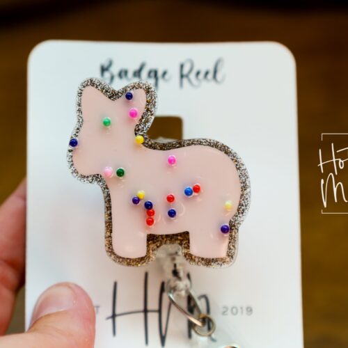 Animal Cookie Badge Reel, Cute Glitter Badge Reel, Retractable Badge Reel, Interchangeable Badge Reel, cookie badge reel