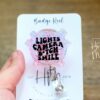 Lights Camera B*tch Smile Disco Ball Funny Badge reel, RN ID Holder, Retractable Acrylic Badge Reel, Nurse Gift, Night Shift
