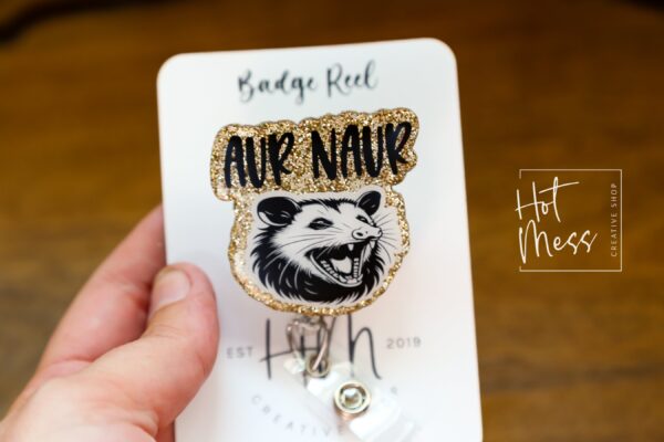 Possum Aur Naur, Funny Badge reel, RN ID Holder, Retractable Acrylic Badge Reel, Nurse Gift, Night Shift