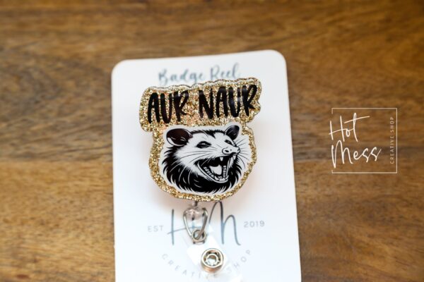 Possum Aur Naur, Funny Badge reel, RN ID Holder, Retractable Acrylic Badge Reel, Nurse Gift, Night Shift
