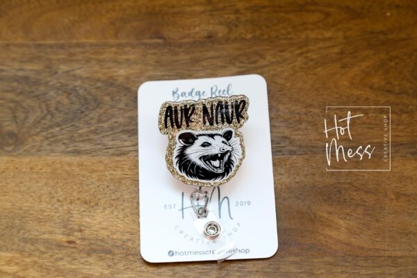 Possum Aur Naur, Funny Badge reel, RN ID Holder, Retractable Acrylic Badge Reel, Nurse Gift, Night Shift