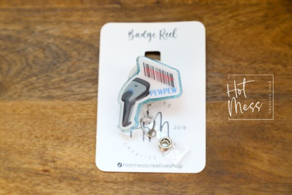 Pew Pew Reel, Lab Tech Gift, Lab Equipment, science badge reel, Retractable Badge Reel, Interchangeable Badge Holder