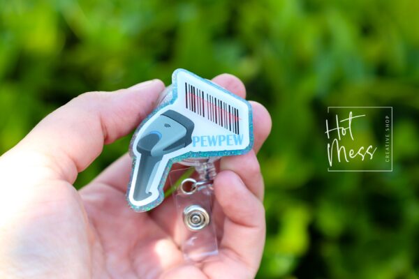 Pew Pew Reel, Lab Tech Gift, Lab Equipment, science badge reel, Retractable Badge Reel, Interchangeable Badge Holder