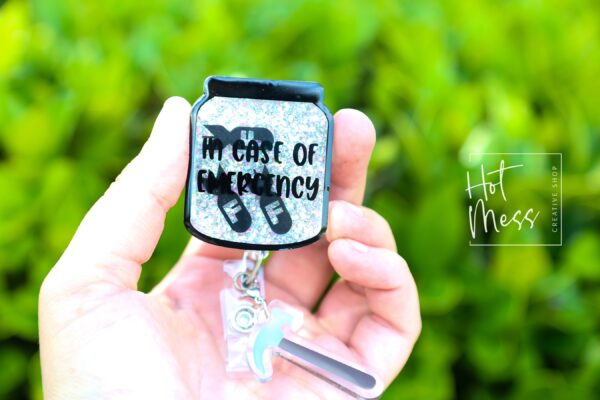 Funny Bomb Badge Reel, In Case of Emergency Retractable Badge Reel, F-bombs Shaker ID Holder Interchangeable Badge Reel, Sarcasm ID Holder