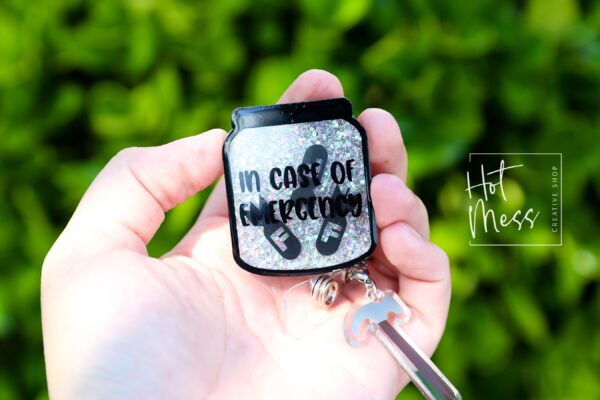 Funny Bomb Badge Reel, In Case of Emergency Retractable Badge Reel, F-bombs Shaker ID Holder Interchangeable Badge Reel, Sarcasm ID Holder