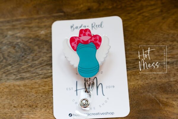 Flying Cowgirl Peanut Ball Badge Reel, Funny Badge Reel, Labor and Delivery ID Holder, Retractable Acrylic Badge Reel, Nurse Gift