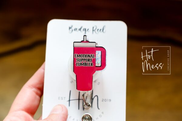 il_fullxfull.6101192591_6ghp Glittery Nurse ID Holder: Funny Emotional Support Tumbler Badge Reel Gift for Healthcare Workers