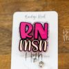 RN MSN, Pink Glitter Badge reel, badge holder, Retractable ID, Lanyard Badge Holder, Nurse Gift, Master of Science in Nursing